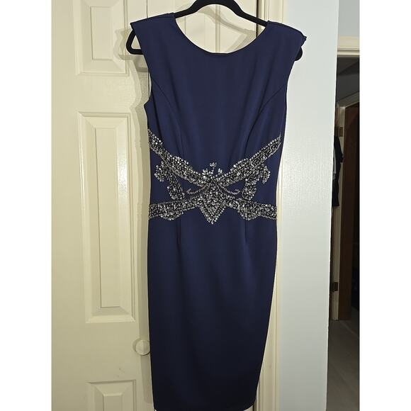 Midnight Blue Little Mistress London Highly Embellished Beaded Dress US 8 - Picture 2 of 9